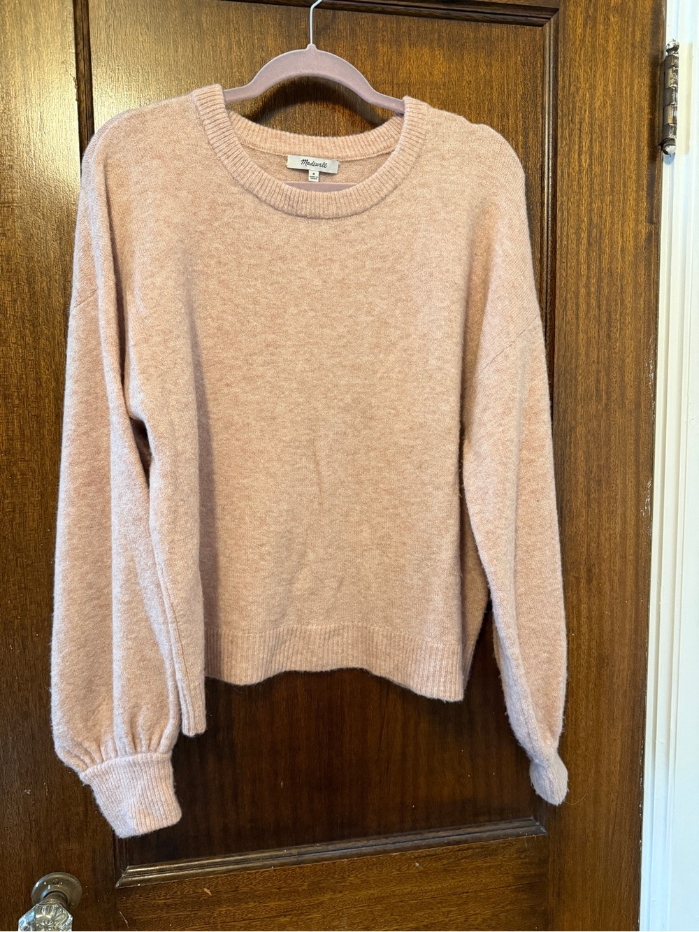 Madewell Blush Crewneck Sweater with Balloon Cuffs